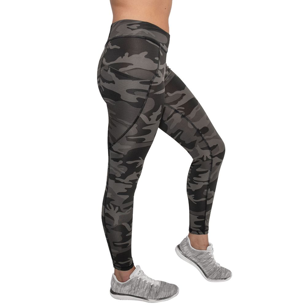 Women's Active High Rise Camouflage w Pocket Leggings, Green Camo, Medium  6-8