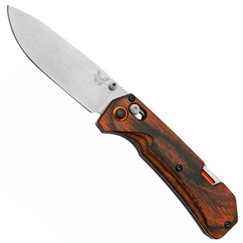 Benchmade Grizzly Creed Folding Knife with Stabilized Wood Handle