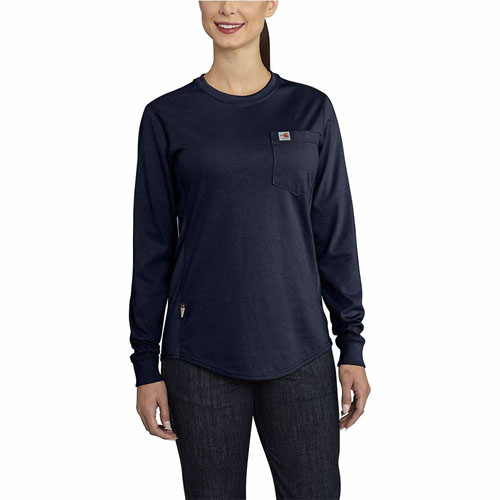 Carhartt Womens Flame-Resistant Force Cotton Long-Sleeve Crewneck T-Shirt