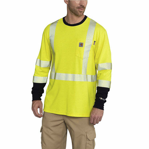 Flame-Resistant High-Visibility Force  Loose Fit Midweight Long-Sleeve Class 3  Pocket T-Shirt 