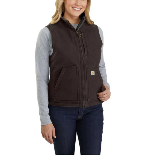 Carhartt Relaxed Fit Washed Duck Sherpa Lined Mock Neck Vest