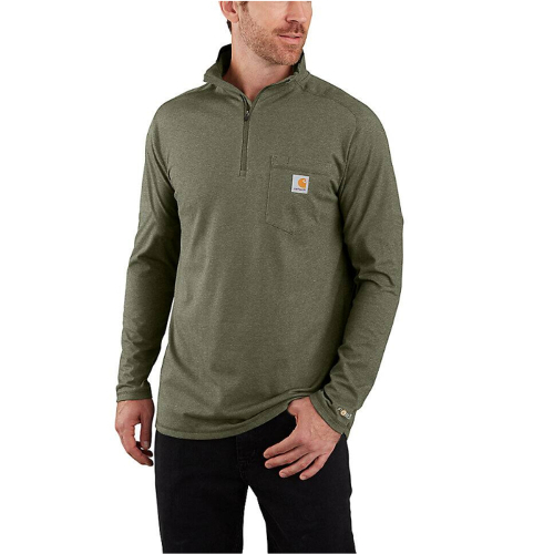 Force Relaxed Fit Midweight Long-Sleeve Quarter-Zip Mock-Neck T-Shirt