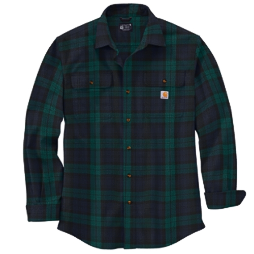 Loose Fit Heavyweight Flannel Long-Sleeve Plaid Shirt