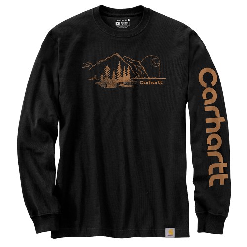 Relaxed Fit Heavyweight Long-Sleeve Mountain Graphic T-Shirt