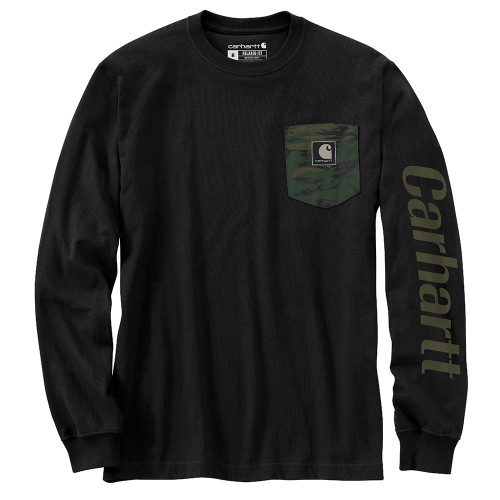 Relaxed Fit Heavyweight Long-Sleeve Pocket Camo Graphic T-Shirt