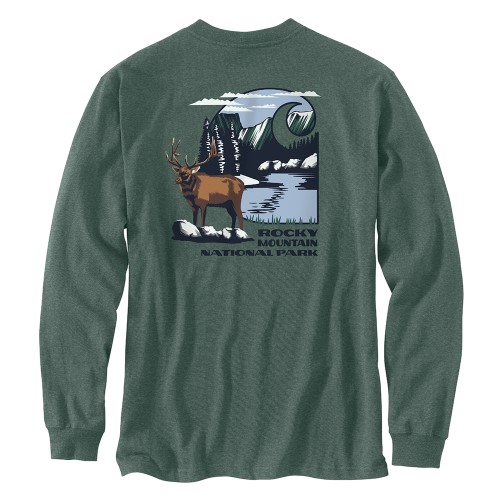 Loose Fit Heavyweight Long-Sleeve Rocky Mountain National Park Graphic T-Shirt