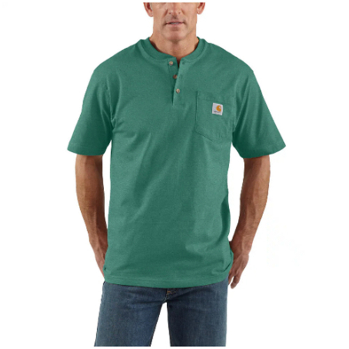 Loose Fit Heavyweight Short-Sleeve Pocket Henley T-Shirt 