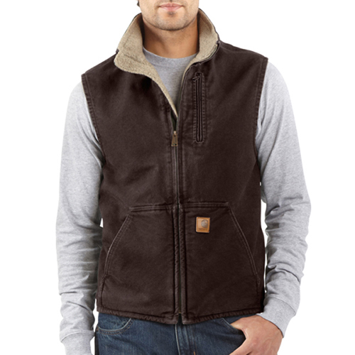 Sandstone Mock-Neck Sherpa Lined Vest