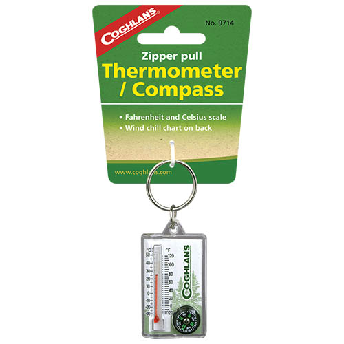 Zipper Pull Thermometer Compass