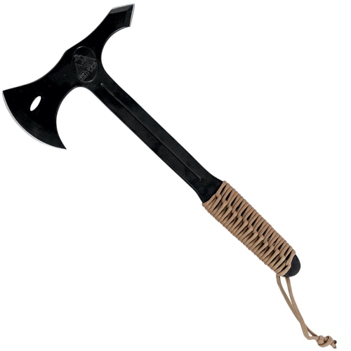 Arlan Single Bit Throwing Axe - Black. Precision throwing with a cord for easy retrieval. Perfect for target practice. 
