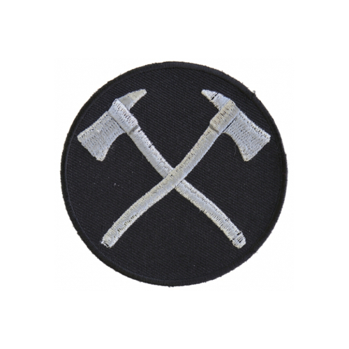 Crossed Firefighter Axes In Silver Patch 