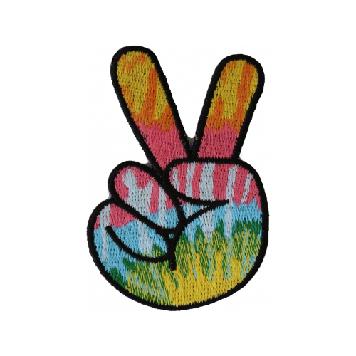 Colorful Peace Fingers Hand Sign Patch  2x3 inch