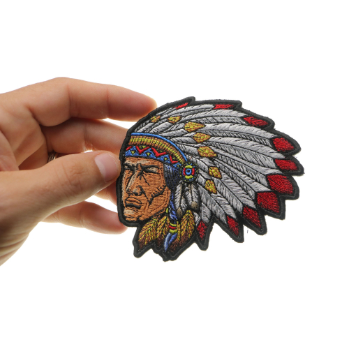 Native American Indian Head Dress Patch - 4x3.7 Inch