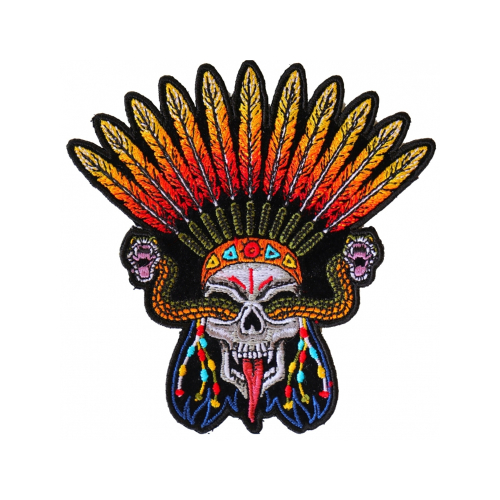 Wicked Snake Skull and Feathers Patch - 4x4 inch