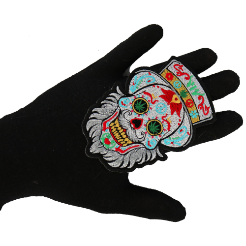 Bearded Sugar skull Small Iron on Patch - 3.1x4.5 Inch