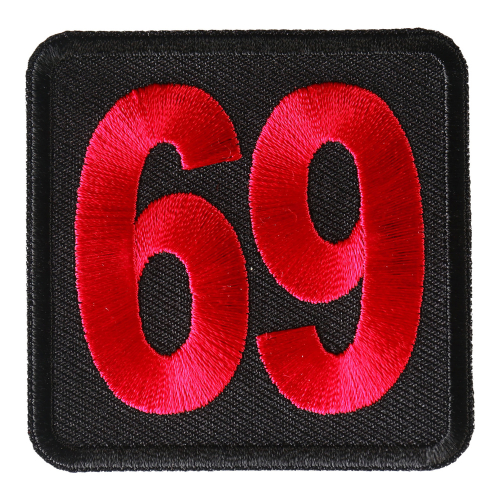 69 Patch Black Red Square - 2.25x2.25 Inch