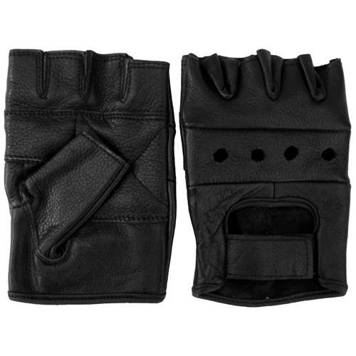 Leather Fingerless Biker Gloves