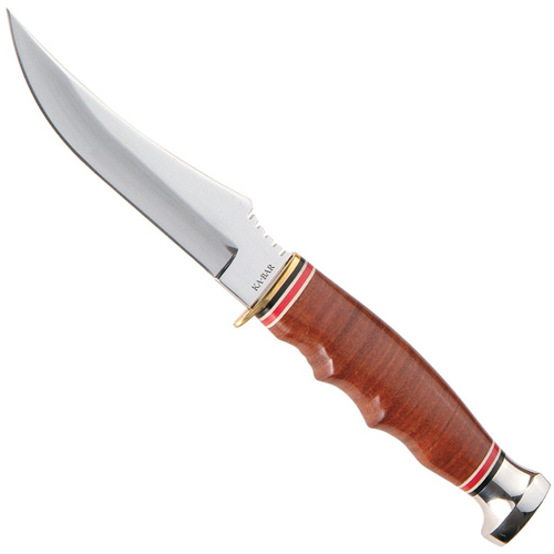 Skinner Stacked Leather Handle Fixed Blade Knife