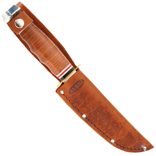 Skinner Stacked Leather Handle Fixed Blade Knife