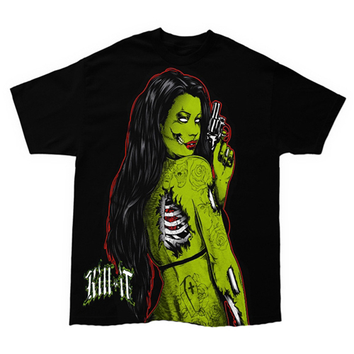 Black Kill It Clipped Zombie T-Shirt
