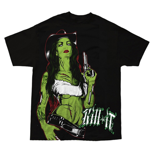Black Kill It Cowgirl Zombie T-Shirt
