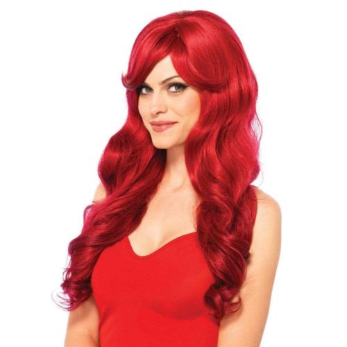 Long Wavy Red Wig With Adjustable Strap