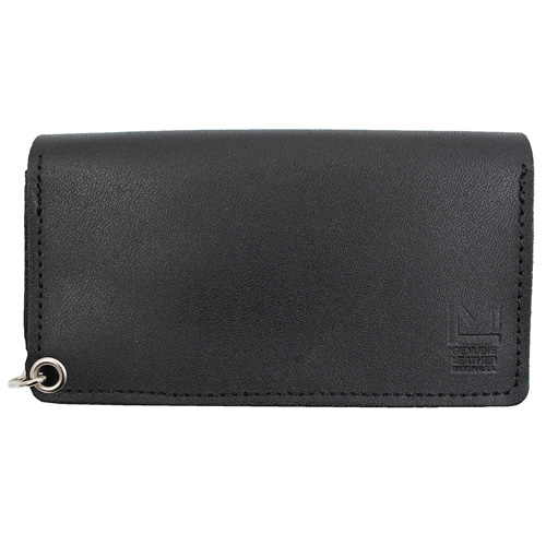 6 Inch Leather Biker Wallet - Black