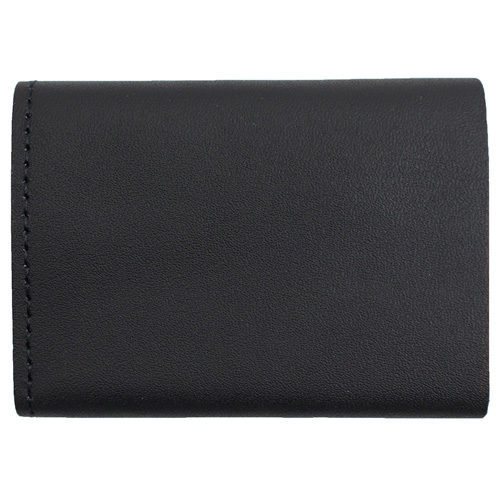 Leather Tri-Fold Pocket Wallet with Chain - Black