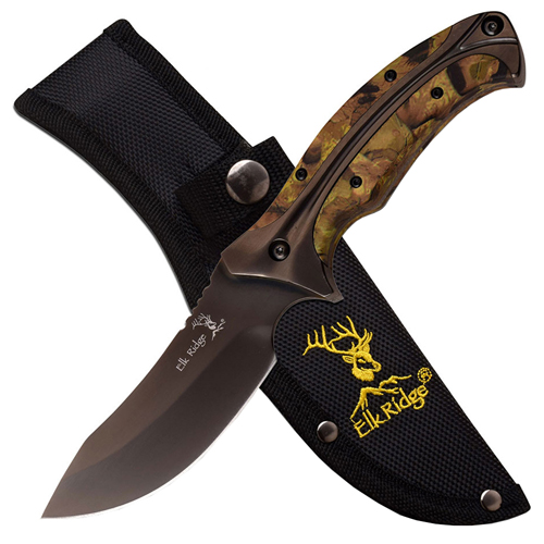 Elk Ridge Wood Inlay Handle Fixed Knife