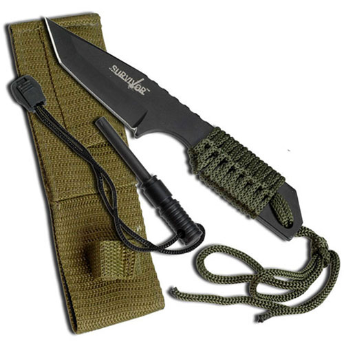 Master Cutlery 7-Inch Survival Black Tanto Fixed Blade Knife