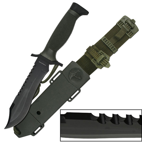 12 Inch Reverse Saw Serrated Fixed Knife