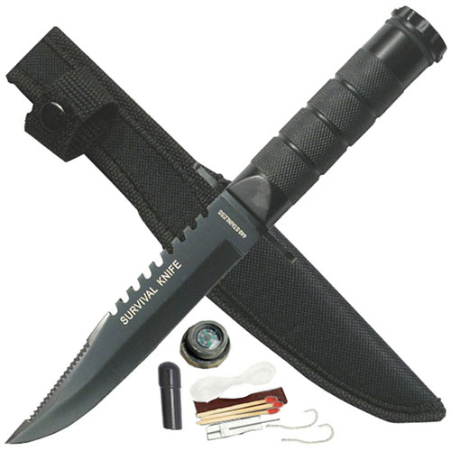 Master Cutlery HK-690 4.25 Inch Blade Survival Knife w/ Survival Kit and Compass