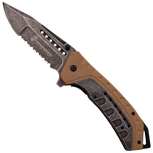 U.S. Marines A1044TB Stonewash Finish Blade Folding Knife