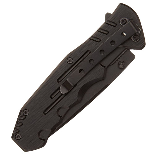 Brushed Metal Black Tactical Folding Knife