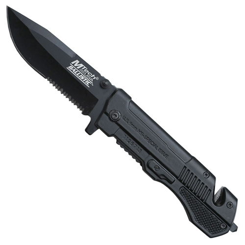 Gun Shaped Handle Half Serrated Edge Folding Knife