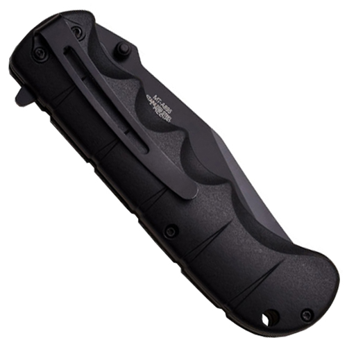 A895BS Rubber Handle Folding Knife - Black