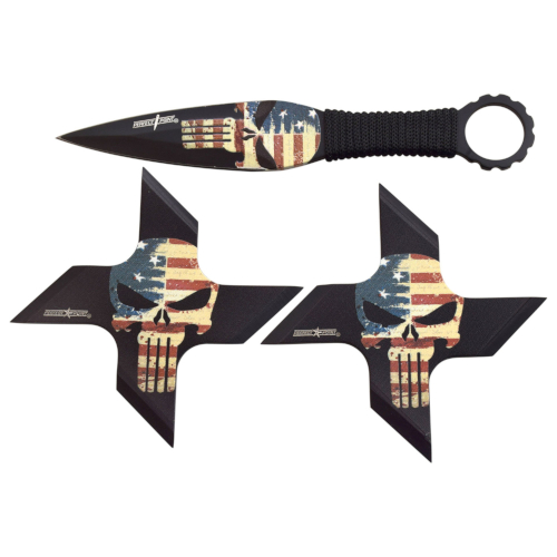 American Skull Set (Throwing Knife & 2 Throwing Stars)