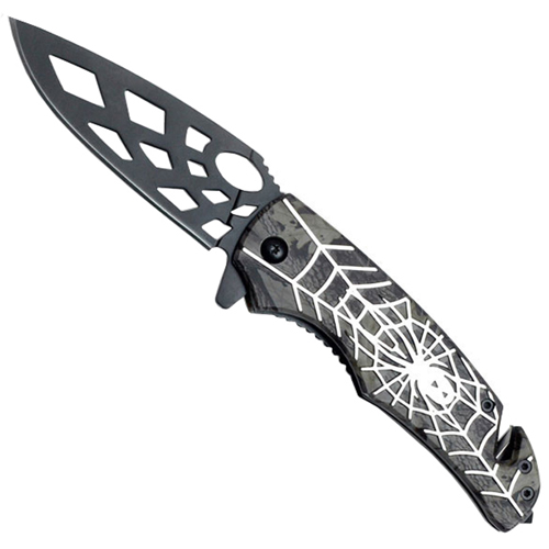 Tac-Force Black Spider Design Folding Knife
