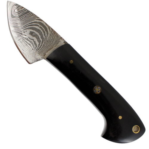 True Damascus Fixed Blade Knife w/Bison Horn Handle