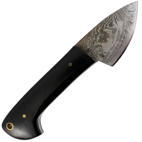 True Damascus Fixed Blade Knife w/Bison Horn Handle