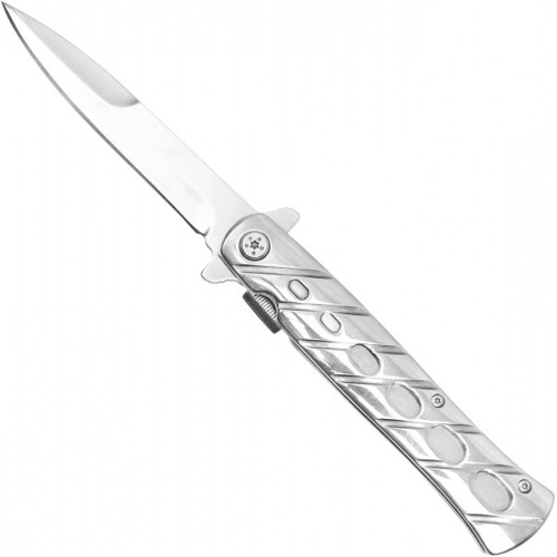 Explore the Neptune Stiletto Pocket Knife, 9 inches in length with a sleek silver finish. Stylish, sturdy, and versatile for a variety of cutting tasks.