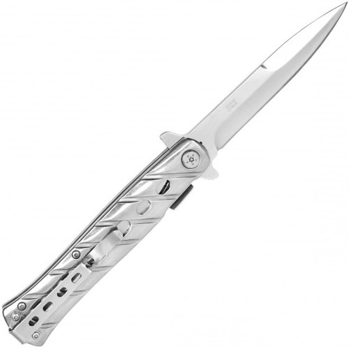 Explore the Neptune Stiletto Pocket Knife, 9 inches in length with a sleek silver finish. Stylish, sturdy, and versatile for a variety of cutting tasks.