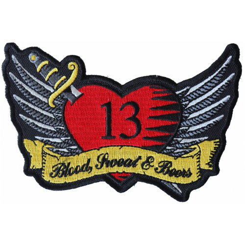 Cheap Place Blood Sweat and Beers Funny with Heart and Wings Patch