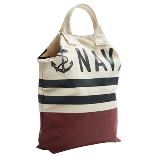 Navy Tote Bag - Stone