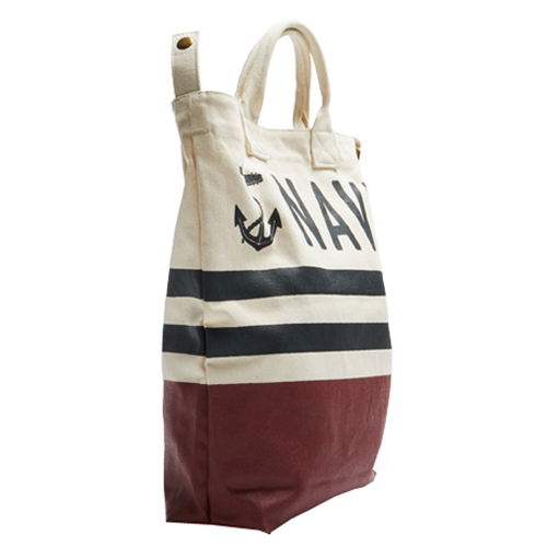 Navy Tote Bag - Stone