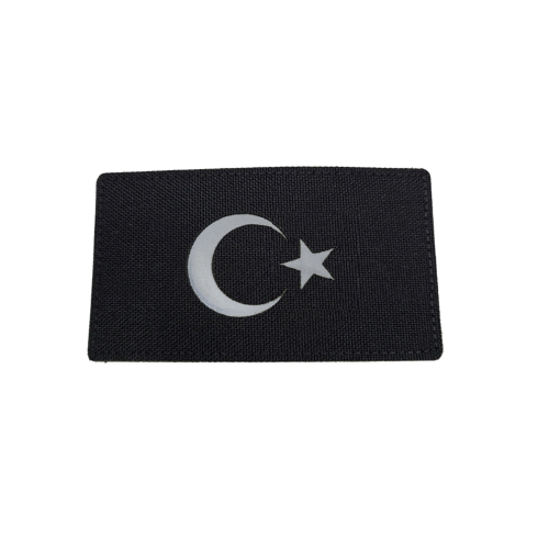 Turkey Flag Laser Cut Patch Black/Reflective-L