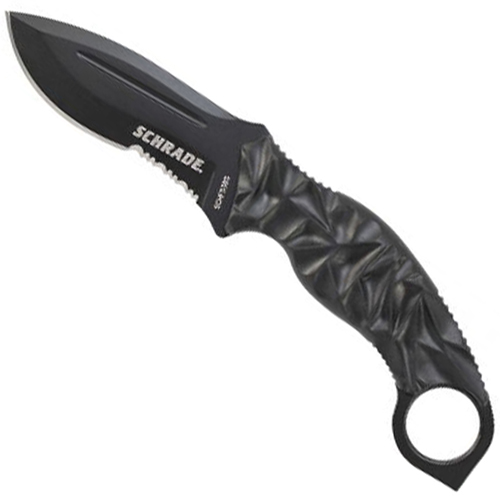 SCHF53BS Full Tang AUS-8 Steel Half Serrated Edge Fixed Blade Knife