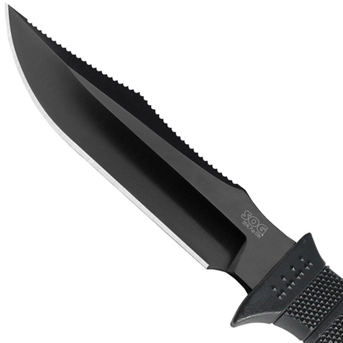 SOG Black TiNi Straight Edge SEAL Pup Elite Fixed Blade Knife