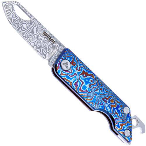 SRM 6435-TL Folding Knife TC4 Damascus Pattern Handle
