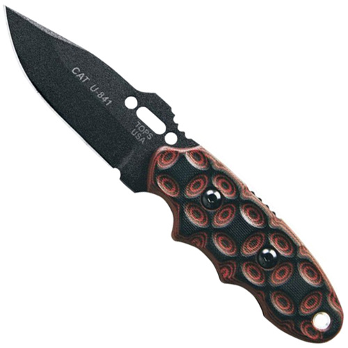 CAT Red and Black G-10 Handle Fixed Blade Knife